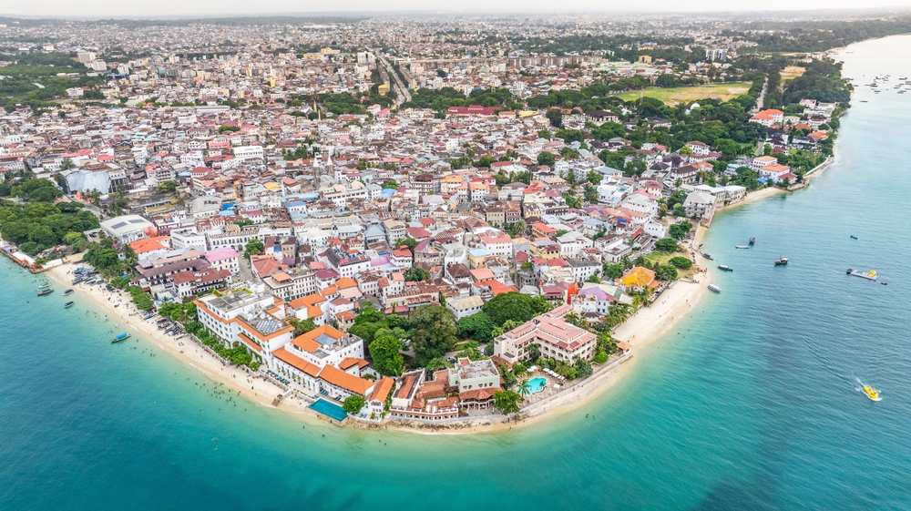 Aerial view of historic Stone Town in Zanzibar