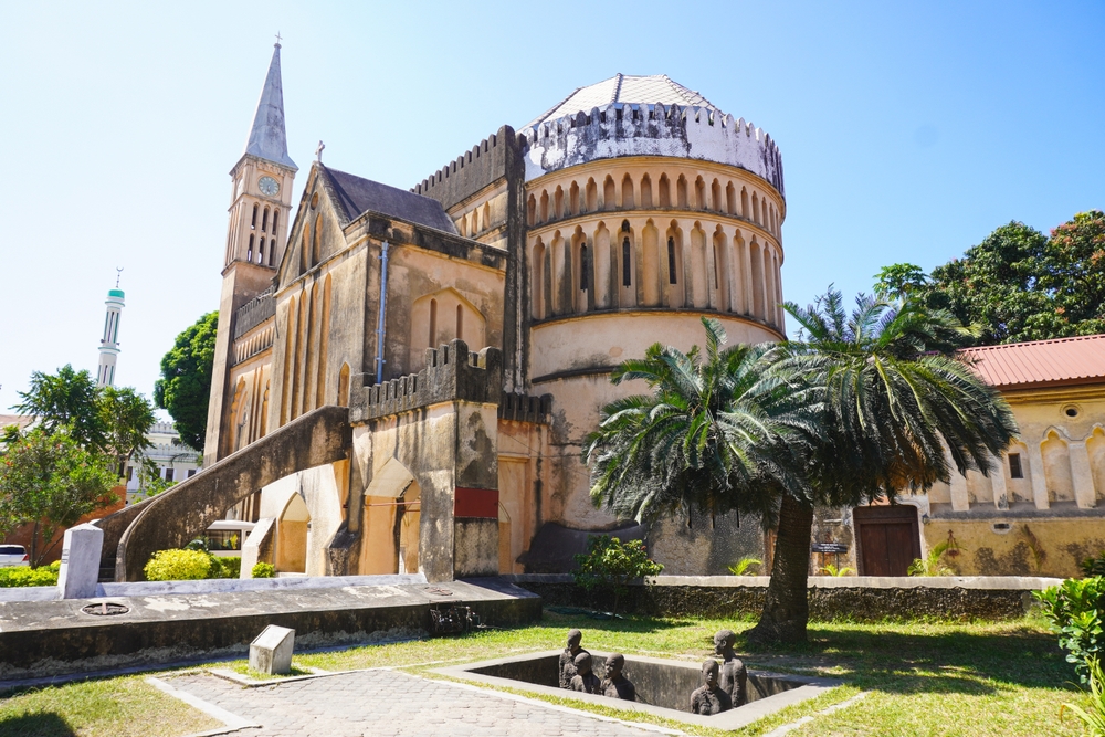 Old Slave Market and Anglican Cathedral in Stone Town Zanzibar