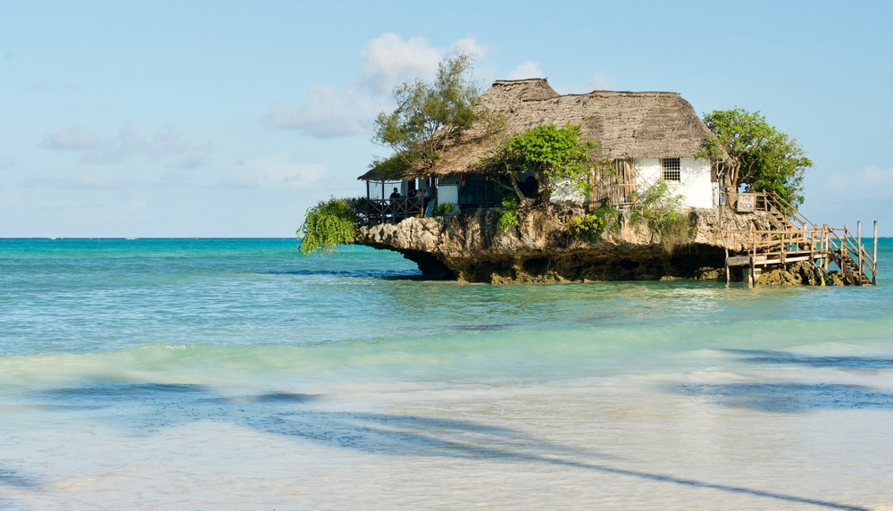 The Rock Restaurant on the ocean in Zanzibar